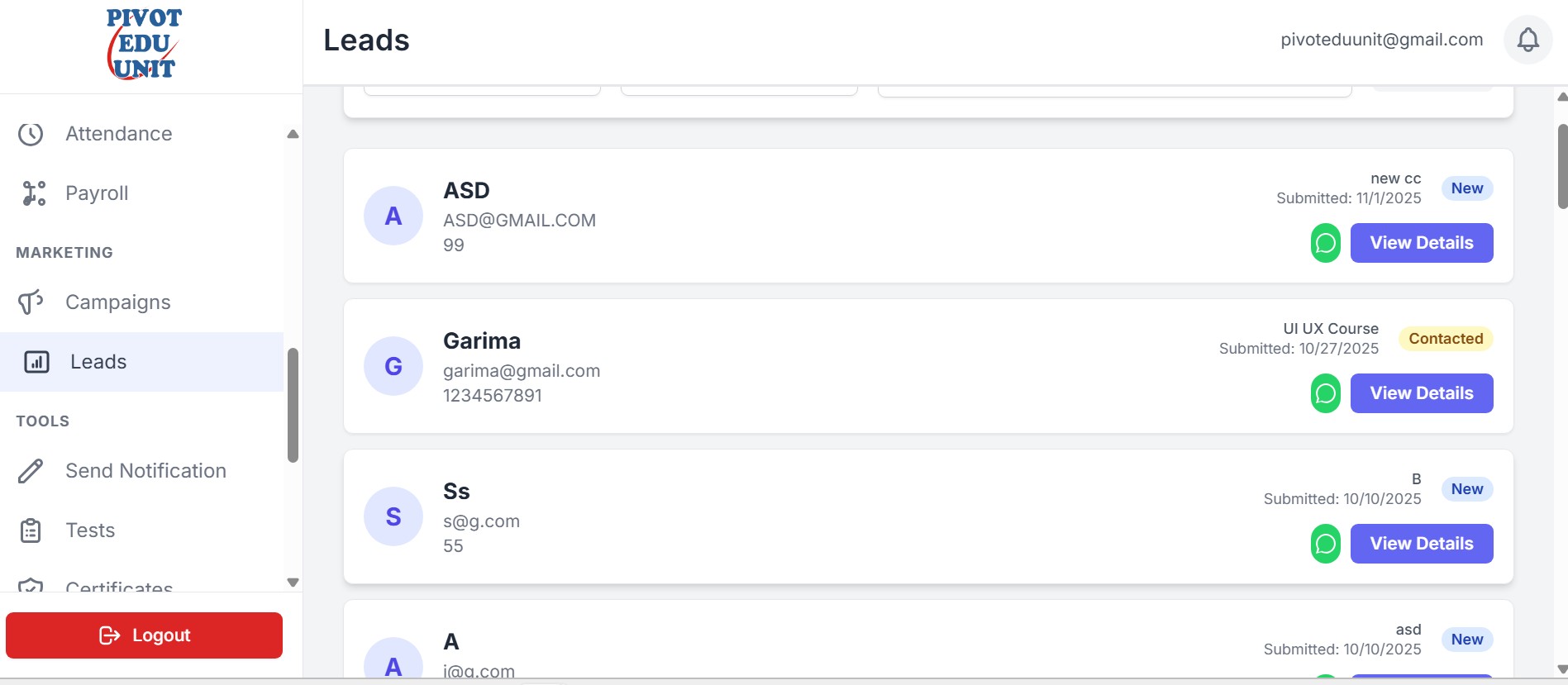 CRM Dashboard